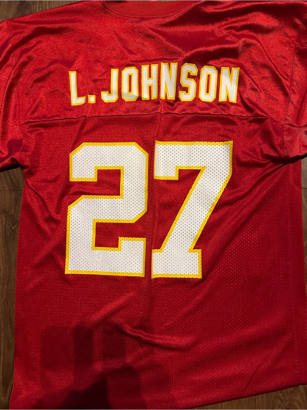 Reebok Red L. Johnson #27 Football Jersey
